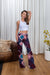 Multi Color Geo Print High Waist Flare Leg Palazzo Pants in Indigo & Pink (155709) - Wholesale Fashion Couture 