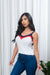 'Nautical Beauty' Color Block Trim V Neck Sweater Knit Tank Top in White, Navy & Red (182072) - Wholesale Fashion Couture 