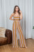 Multi Color Stripe Strapless Jumpsuit in Mustard & Burgundy (185956) - Wholesale Fashion Couture 