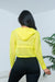 'Caution to the Wind' Open Mesh Knit Cropped Hoodie Jacket with Center Zip in Yellow (SW-TP08S) - Wholesale Fashion Couture 
