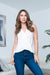 Soft Crepe Sleeveless Surplice V Neck Wrap Top (IT1206_003) - Wholesale Fashion Couture 