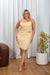 Plus Size Polka Dot Spaghetti Strap Cowl Neck Midi Dress with Ruched Side Ties in Yellow & White (5FS22G7096) Y - Wholesale Fashion Couture 
