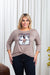 Plus Size 'Bonjour Paris' 3/4 Sleeve Crew Neck Graphic Tee with Gathered Knot Front Detail in Taupe (ZA1939B) - Wholesale Fashion Couture 