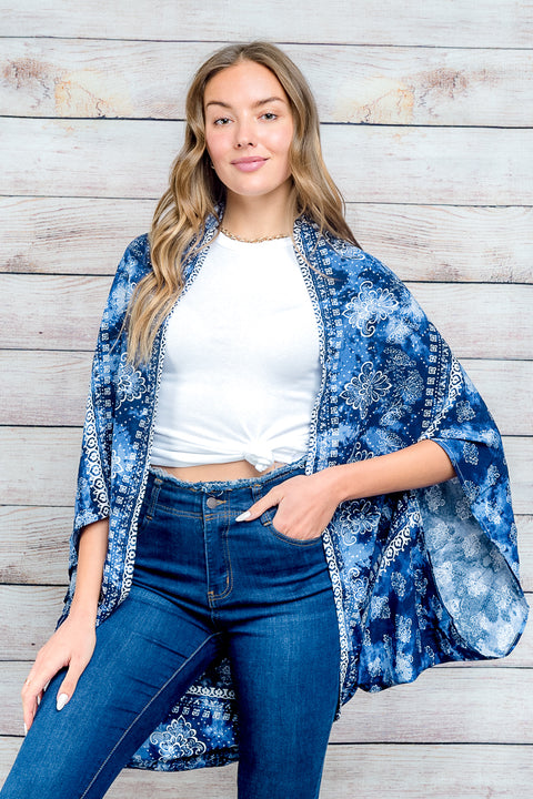 Tie Dye Cover Up Kimono (17F360) - Wholesale Fashion Couture 