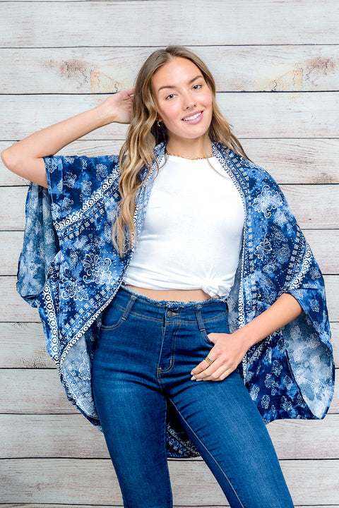 Tie Dye Cover Up Kimono (17F360) - Wholesale Fashion Couture 