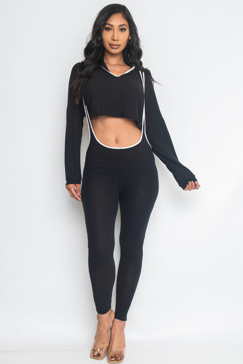 2 Piece Sets Pants Crop Top W-Hoodie and Pants  (T5136/P3585) - Wholesale Fashion Couture 