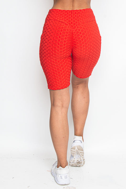 High Waist Perfect Fit Waffle Knit Bermuda Shorts (P005) - Wholesale Fashion Couture 