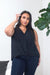  Plus Size Sleeveless Crepe Chiffon Surplice Neck Wrap Top in Black (ITX1206-003SOLID) - Wholesale Fashion Couture 