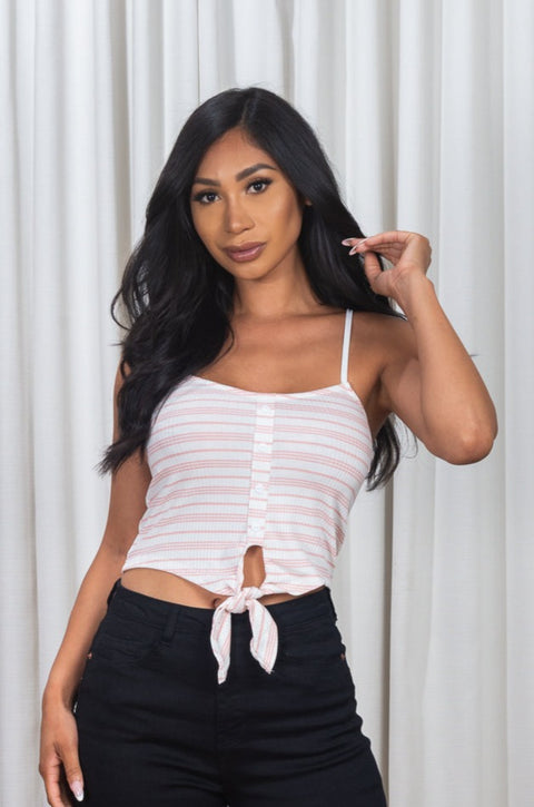 Spaghetti Strap Striped Crop Top (185499) - Wholesale Fashion Couture 
