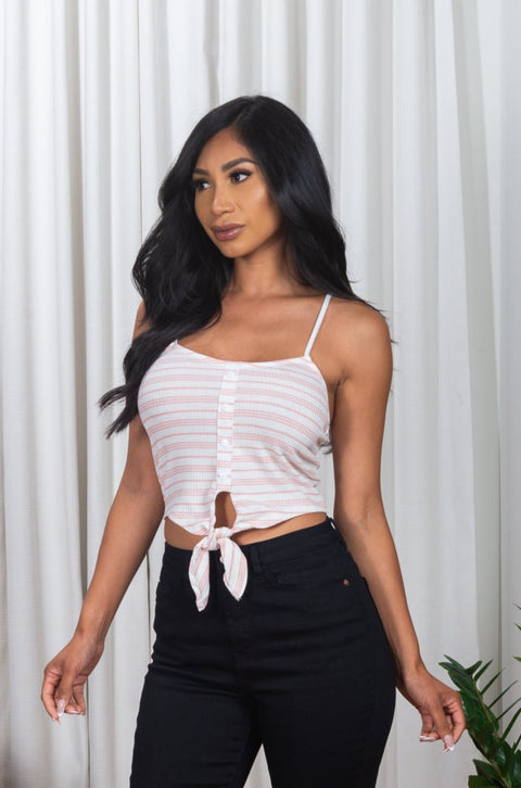 Spaghetti Strap Striped Crop Top (185499) - Wholesale Fashion Couture 