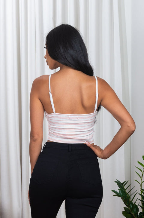 Spaghetti Strap Striped Crop Top (185499) - Wholesale Fashion Couture 