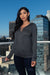 Long Sleeve Lace Up V-Neck Light Top W/Hoodie In Charcoal (BT2666) - Wholesale Fashion Couture 