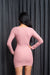 Long Sleeve Soft Rib Knit Mini Dress With Ruched Front Ties (4725DY) - Wholesale Fashion Couture 