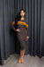 V-Neck Knit Long Sleeve Midi Dress W/Contrast Line on Chest* (167279) - Wholesale Fashion Couture 