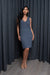 Rib Knit V-Neck Sleeveless Mini Dress  High Slit On The Side (157299) - Wholesale Fashion Couture 