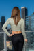Dancing Queen' Turtle Neck Long Sleeve Crop Top With Ruched Side Ties (00452792) Y - Wholesale Fashion Couture 