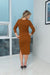V-Neck Knit Rib 3/4 Sleeve Button Down Midi Dress W/Thigh slit On The Sides (5RD33874L6) Y - Wholesale Fashion Couture 