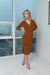 V-Neck Knit Rib 3/4 Sleeve Button Down Midi Dress W/Thigh slit On The Sides (5RD33874L6) Y - Wholesale Fashion Couture 