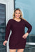 Plus Size V-Neck Knit Long Sweater W/ Lace & Grommet Detail on Sleeves (RN-94522) - Wholesale Fashion Couture 