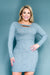 Plus Size Scoop Neck Cut Out Long Sleeve Cable Knit Sweater Bodycon Mini Dress in Heather Grey (JD7621X) - Wholesale Fashion Couture