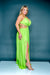 Plus Size Elegant Maxi Dress with Plunge V Neck, O-Ring & Beaded Cutout at Waist, High Slits, and Tie Back (5DM25376) Y - Wholesale Fashion Couture 