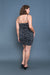 Plus Size Floral Print Double Spaghetti Strap V Neck Ruched Mini Dress in Black (CD54545P) - Wholesale Fashion Couture 
