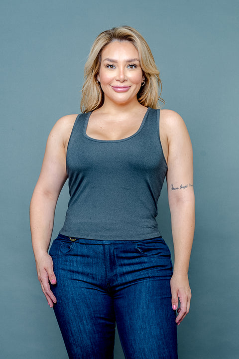 Plus Size Silky Fitted Scoop Neck Racer Back Tank Top (ZB11448) - Wholesale Fashion Couture 