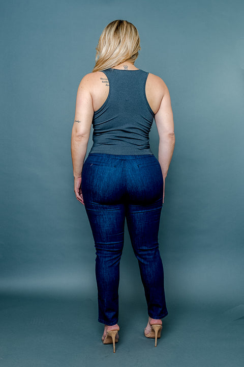 Plus Size Silky Fitted Scoop Neck Racer Back Tank Top (ZB11448) - Wholesale Fashion Couture 