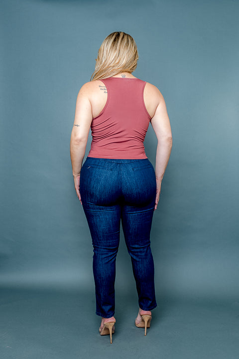 Plus Size Silky Fitted Scoop Neck Racer Back Tank Top (ZB11448) - Wholesale Fashion Couture 