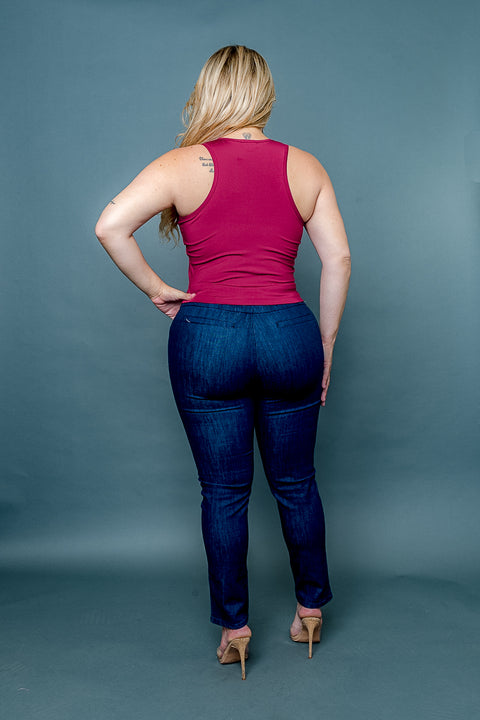 Plus Size Silky Fitted Scoop Neck Racer Back Tank Top (ZB11448) - Wholesale Fashion Couture 