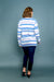 Plus Size Lavender & Blue Striped Long Sleeve V Neck Top in White (5181X-K190) - Wholesale Fashion Couture 