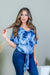 Burst Tie Dye V Neck 1/2 Sleeve T-Shirt Top with Long Tie Front (SK194125) - Wholesale Fashion Couture 