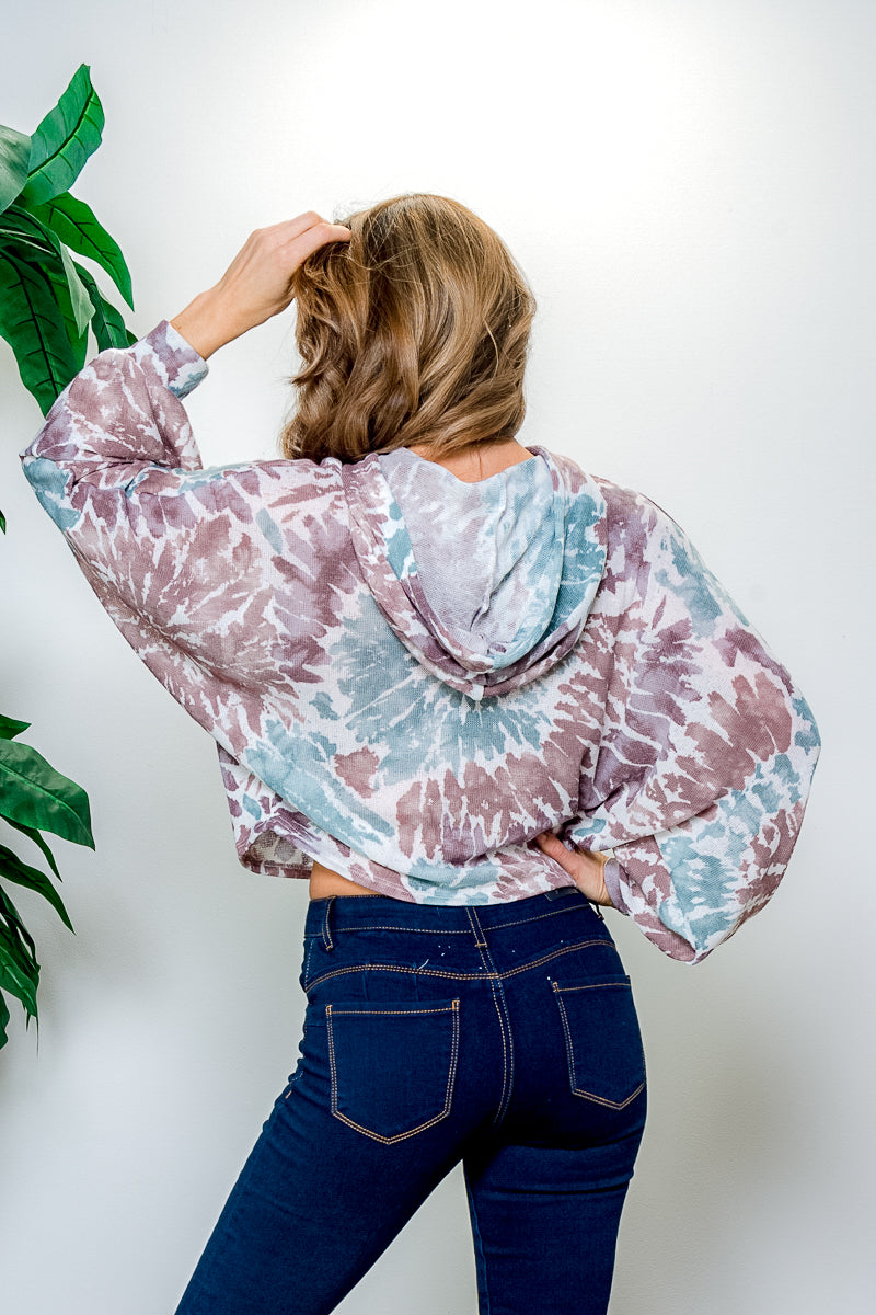 Multi Color Splash Dye Sweater Knit Long Balloon Sleeve Drop Shoulder ...