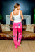 'Kitties & Bunnies' Printed Fleece Pajama Pants with Ribbon Drawstring Waist in Hot Pink (AL-22FW005) - Wholesale Fashion Couture 
