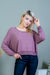 Long Sleeve Waffle Knit Crop Top Sweater with Open Criss Cross Draped Back in Dusty Mauve (T1004) - Wholesale Fashion Couture 