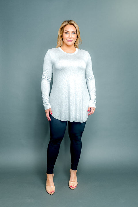 Plus Size Classic Fit Long Sleeve Crewneck T-Shirt with Dolphin Hem (MT5001-PLUS) - Wholesale Fashion Couture 