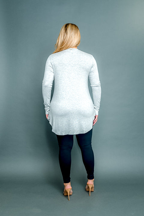 Plus Size Classic Fit Long Sleeve Crewneck T-Shirt with Dolphin Hem (MT5001-PLUS) - Wholesale Fashion Couture 