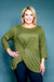 Plus Size Jewel Neck Twist Front Peplum Top with Grommet Accents and 3/4 Sleeves (FK181308W) - Wholesale Fashion Couture 
