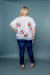 Plus Size Plaid & Floral Print Scoop Neck Short Dolman Sleeve Top (ZA4547) - Wholesale Fashion Couture 
