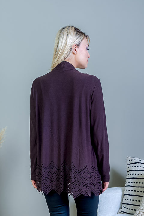 Asymmetrical Handkerchief Draped Open Front Long Sleeve Cardigan (J128M) - Wholesale Fashion Couture 