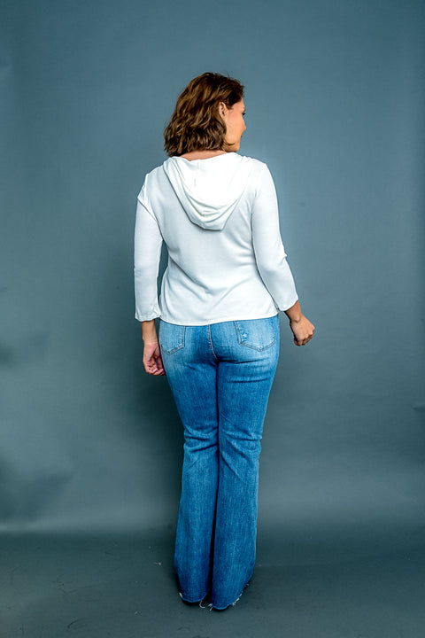 Plus Size Thermal Knit Long Sleeve Sleeve Scoop Neck Hoodie Crop Top (Z7789) - Wholesale Fashion Couture 