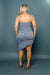 Plus Size Glen Plaid Print Surplice V Neck Spaghetti Strap Mini Dress with Asymmetrical Hem (ZA3694) - Wholesale Fashion Couture 