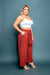 Plus Size Striped Palazzo Pants with Tie Front (PTB3372) - Wholesale Fashion Couture 