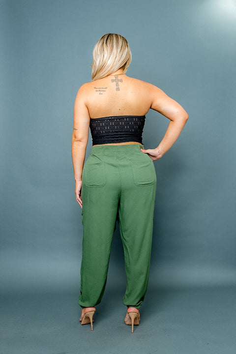 Plus Size Luxe Jogger Pants with Cargo Pockets and Zip Fly (TS38841) - Wholesale Fashion Couture 