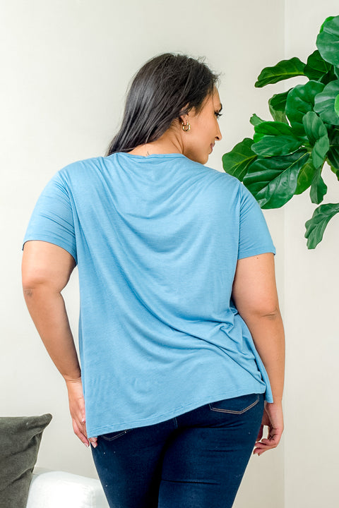 Plus Size Relaxed Fit Scoop Neck Short Sleeve Top (PT16280-073) - Wholesale Fashion Couture 