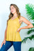 Sleeveless V Neck Knit Tank Top with Side Vents in Mustard (HT9324) - Wholesale Fashion Couture 