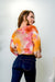 Tie Dye Waffle Knit Long Peasant Sleeve Drop Shoulder Pullover Sweater Crop Top (BS91288-3) - Wholesale Fashion Couture 