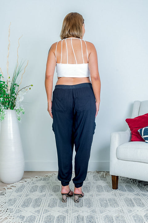 Plus Size Luxe Jogger Pants with Cargo Pockets and Zip Fly (TS38841) - Wholesale Fashion Couture 