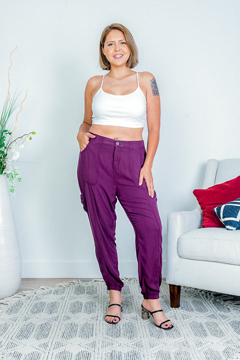 Plus Size Luxe Jogger Pants with Cargo Pockets and Zip Fly (TS38841) - Wholesale Fashion Couture 