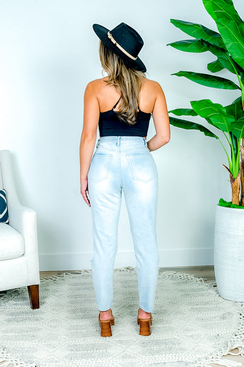 Relaxed Fit High Waist Distressed Denim "Mom Jeans" (SP11512) - Wholesale Fashion Couture 